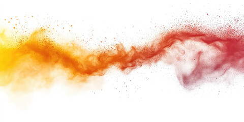 Obraz premium Abstract horizontal colorful smoke or powder explosion on a white background design element art