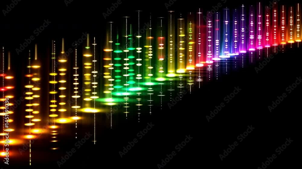 Poster vibrant spectrum of colorful sound waves dynamic visual journey through energy, rhythm, and gradient