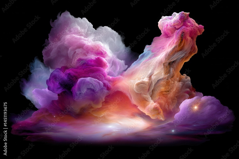 Aufkleber surreal cosmic vision in double exposure with vibrant colors and blurred forms representing space an