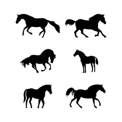 Silhouette Set of Horses in Motion – Elegant Horse Poses Collection