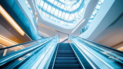 Modern Architecture: Escalators in a Luxurious Shopping Mall