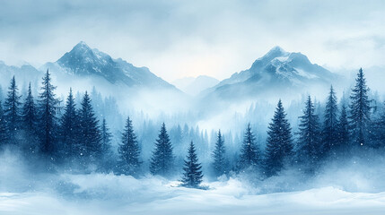 Obraz premium a fantastic snow forest, magical landscape