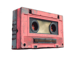 Vintage pink audio cassette tape music player retro sound recording device technology for nostalgia lovers on transparent background