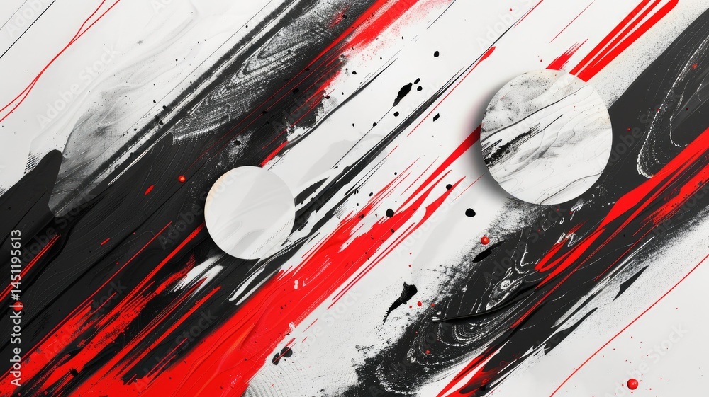 Poster abstract red, black color wave express, emphasize energetic splashed line. seamless texture of vivid
