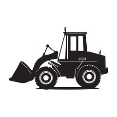 Naklejka premium Isolated black loader vector illustration for construction machinery and industrial equipment design silhouette