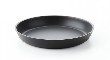 Dark gray round shallow pan isolated on white