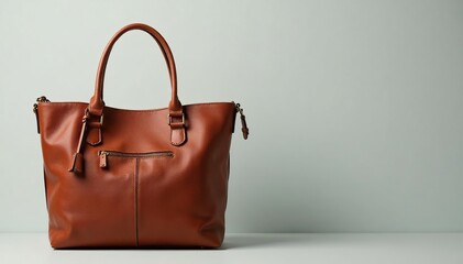 Brown leather tote bag, zipper closure, handles , leather bag, fashion accessory, vintage