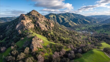 Obraz premium Mountainous landscape with valleys and forests