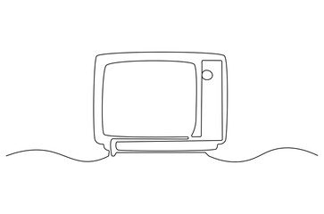 Continuous one line drawing of Retro Television. Single line drawing illustration of Old television. Vintage television concept vector art. Doodle line illustration.