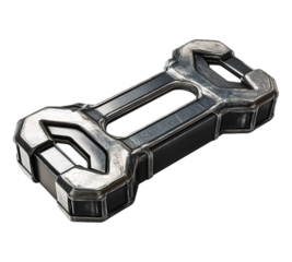 A silver and black object with a black handle