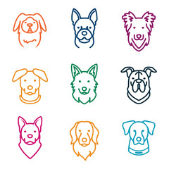 Obraz premium Dog breed identification guide line art vector illustration pet adoption canine friend animal companion silhouette