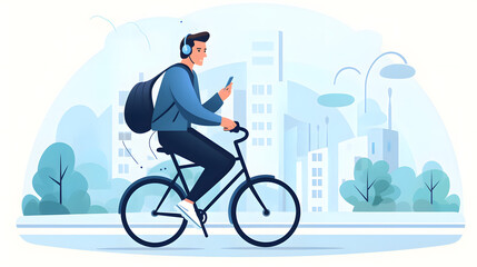 Fototapeta premium Professional Podcasting Businessman Riding a Podcast Microphone Vector Illustration