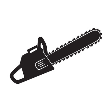 black chainsaw silhouette on white background clip art preview
