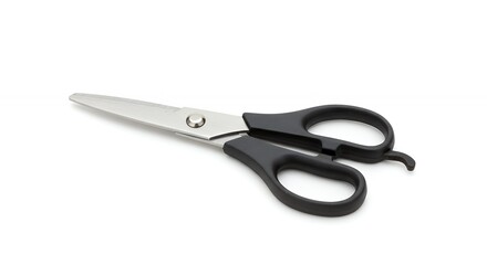 Pair of scissors on white background