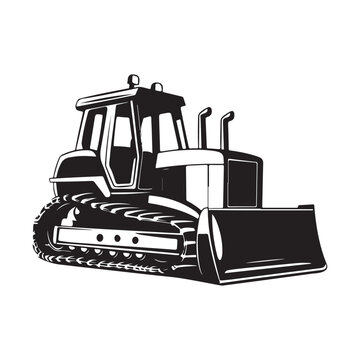 recommend clip art: Bulldozer vector illustration construction equipment heavy machinery black and white graphic design image silhouette