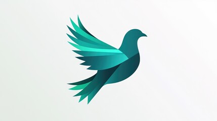 Fototapeta premium Teal bird logo, flying design, simple background