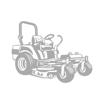 Zero Turn Riding Lawn Mower - Silhouette Design Illustrtaion