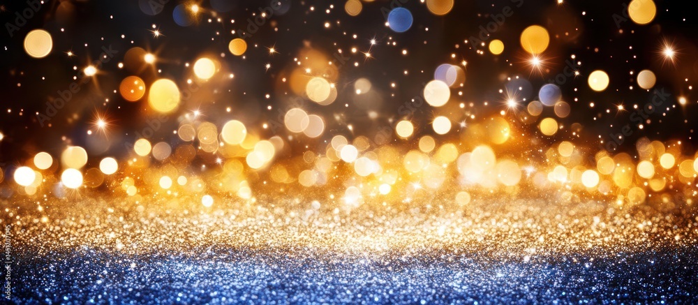 Poster dazzling spectacle of shimmering lights and glittering particles creating a festive backdrop