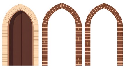 Fototapeta premium Archways and Doorways Brickwork Design Elements Set