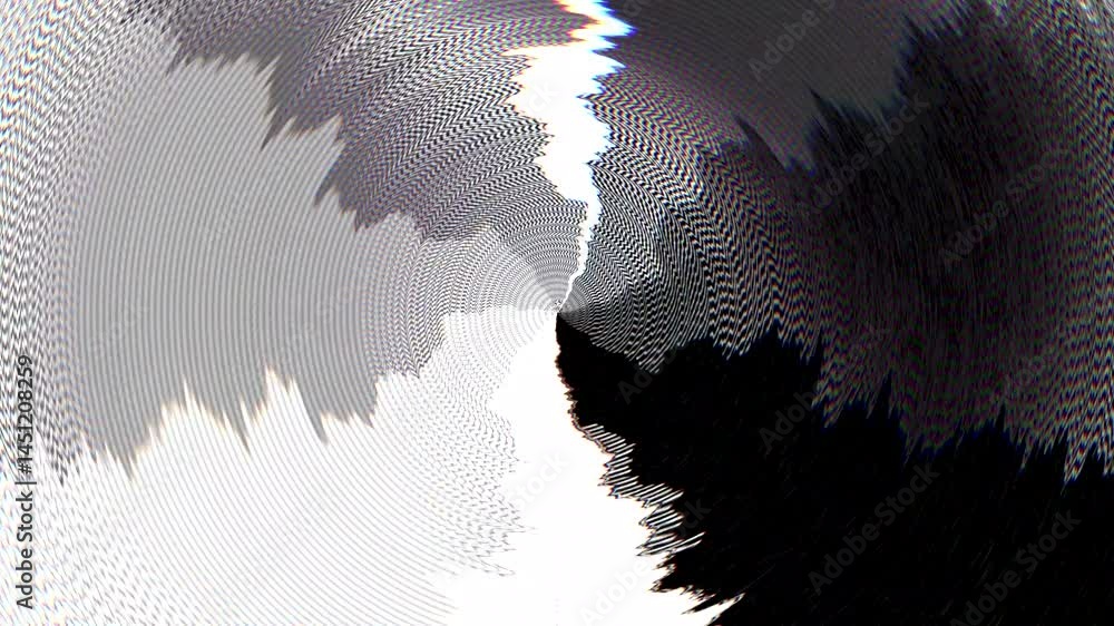 Poster distorted circle shapes with glitch effects noise and static