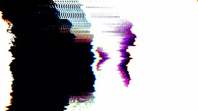 Television screen or computer display with heavy distortion and glitch effects