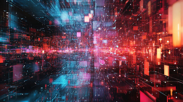 Abstract digital connections visualizing data exchange and blockchain technology, showcasing decentralized networks, secure transactions, and futuristic information systems