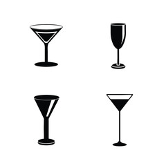 Modern wine glass silhouette vector illustration