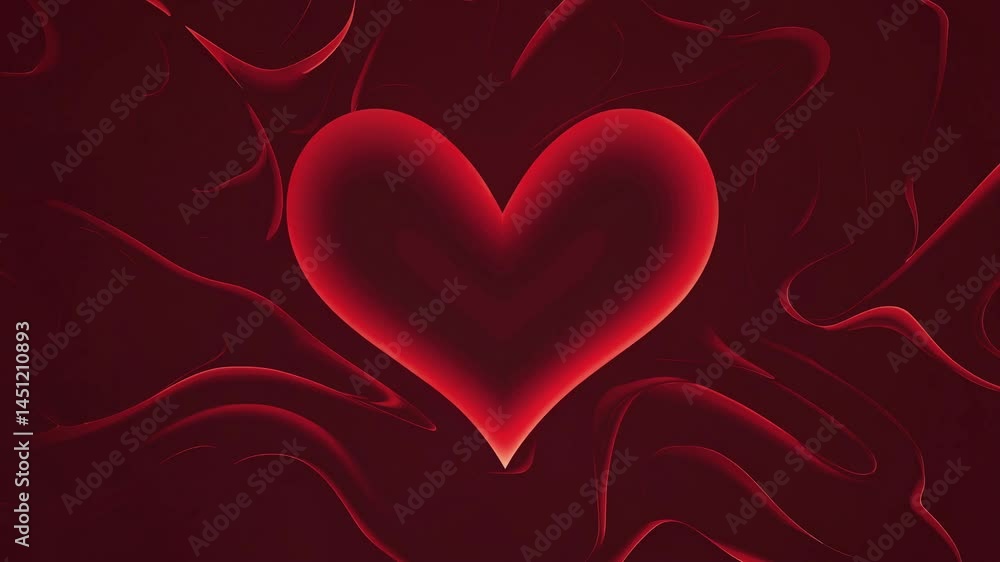 Poster abstract red heart design with glowing heart shape. heart motif with swirling red patterns. heart sy