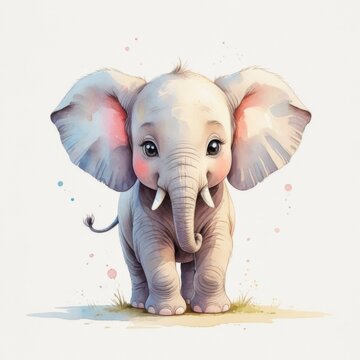 Elefante beb&eacute; estilo acuarela. Ilustraci&oacute;n infantil. 