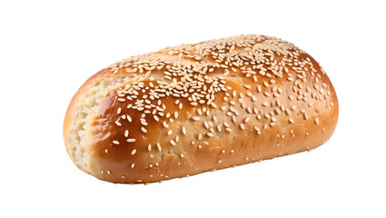 Freshly Baked Sesame Seed Bread Loaf on a White Background