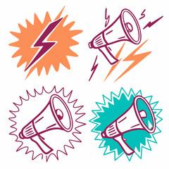 Footprints With Musical And Lightning Decoration In Orange Turquoise And Pink Colors