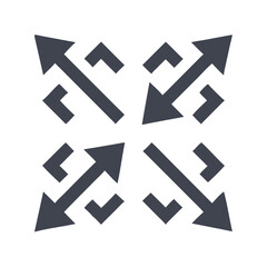 Four Grey Arrows Pointing Outward Expansion Concept On Black Background Design