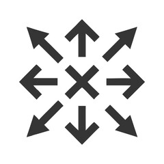 Expansion Symbol Icon With Arrows Pointing Outward On Black Background Illustration