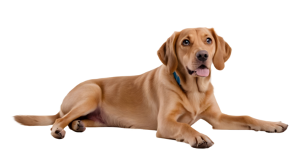 Happy and Playful Dog Relaxing on a White Background
