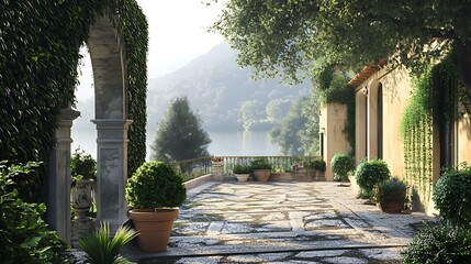 Serene Lakeside Villa: A Tranquil Garden Oasis