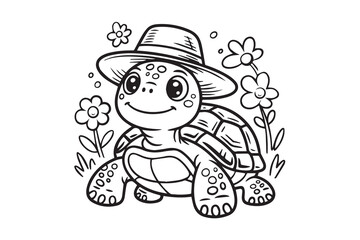 cute turtle silhouette vector