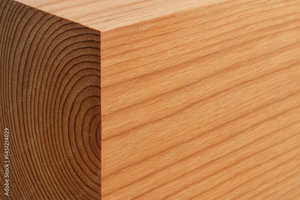 Leinwandbilder woodwork detail showing natural grain and rings of wooden block crafted in workshop with smooth and 