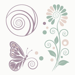 Elegant Nautilus Shell Vector Design With Soft Pastel Colors Isolated On White