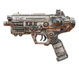 A gun with a yellow and black trigger