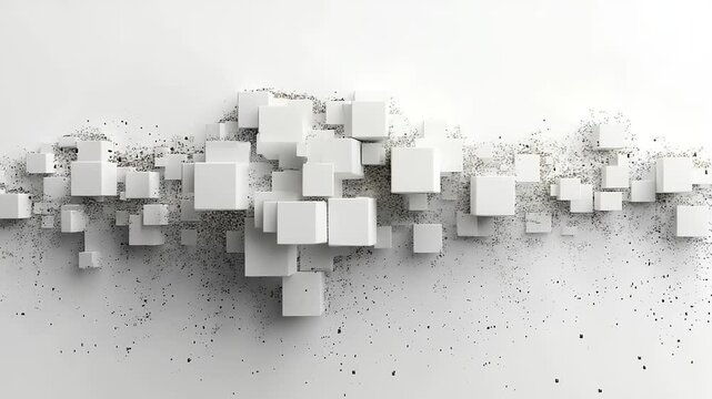 Abstract white cube cluster