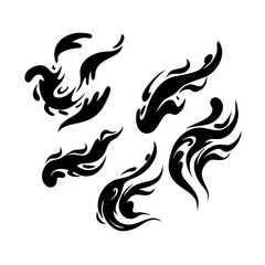 Baseball Fire Flame Graphic Set In Black And White Tattoo Style