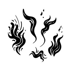 Dragon Fire Water Wind Elemental Symbols In Black And White Illustration