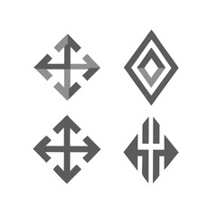Obraz premium Abstract Geometric Arrow Directional Icons On Black Background For Web Design