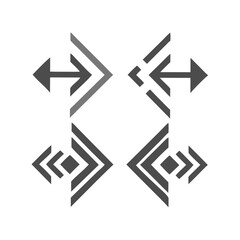 Set Of Geometric Diamond Shape Logos And Arrow Symbols On Black Background