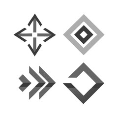 Abstract Arrow And Square Designs In Geometric Patterns On Black Background