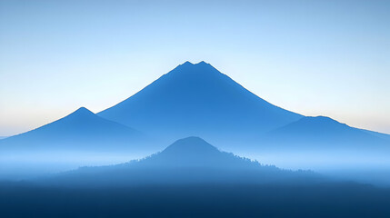 Misty Silhouette Mountain Peaks