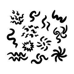 Dark Abstract Background With Hand Drawn Wavy Lines And Geometric Shapes For Designs