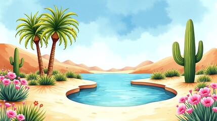 Fototapeta premium Oasis of Serenity: Nature's Desert Haven