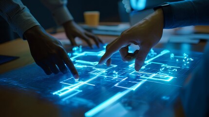 Ai visual planner mapping out glowing strategy blueprints in motion 