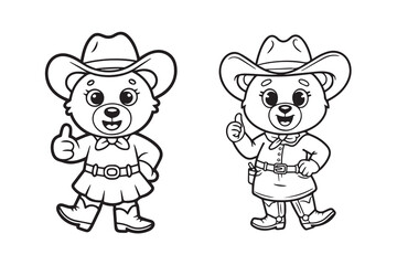 cowgirl bear silhouette vector